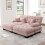 Sofá de canto modular Cloud 2 lugares em chenille rosa 220x145x81 cm com 2 puff e almofadas 2