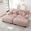Sofá de canto modular Cloud 2 lugares em chenille rosa 220x145x81 cm com 2 puff e almofadas 3
