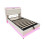 Cama infantil estofada 90x200 bege com luzes LED que mudam, tomada USB e cabeceira rebatível. 3