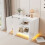 Buffet blanc laqué 120 x 40 x 75 cm, 3 portes, LED intégrées (télécommande &amp; Bluetooth), capacité 60 kg 1