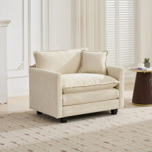 Canapé Cloud 1 place relaxation en chenille beige, double revêtement respirant