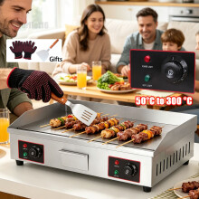 73cm 4400W Electric Griddle Steel Flat Top Grill Commercial Countertop Hot Plate