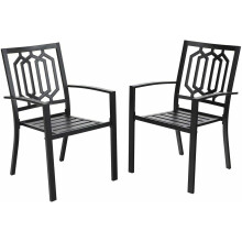 Patio Chairs Set of 2 Dining Chairs Stackable Metal for Bistro Backyard Garden