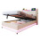 Cama infantil estofada 90x200 bege com luzes LED que mudam, tomada USB e cabeceira rebatível. 5