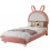 Lit - Lit simple 90x200cm - Tête de lit forme lapin - LED intégrée - PU rose/blanc 4