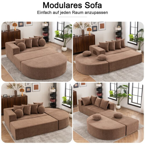 Canapé - CIPACHO - Nuage - Modulaire - Revêtement chenille - Brun 1