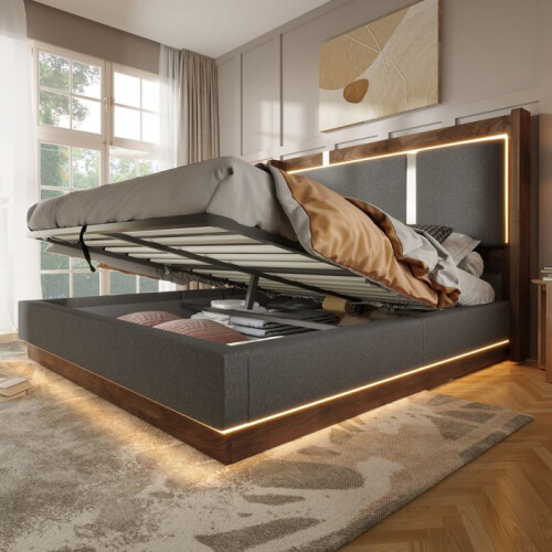 Lit - CIPACHO - 180x200 cm - Imbottito idraulico - Rete a doghe - LED integrata 1