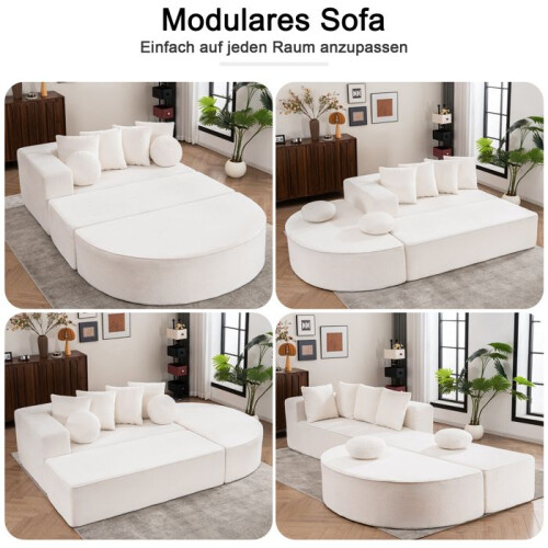 Canapé - CIPACHO - modulaire - Blanc - motif chenille - Livré monté 1
