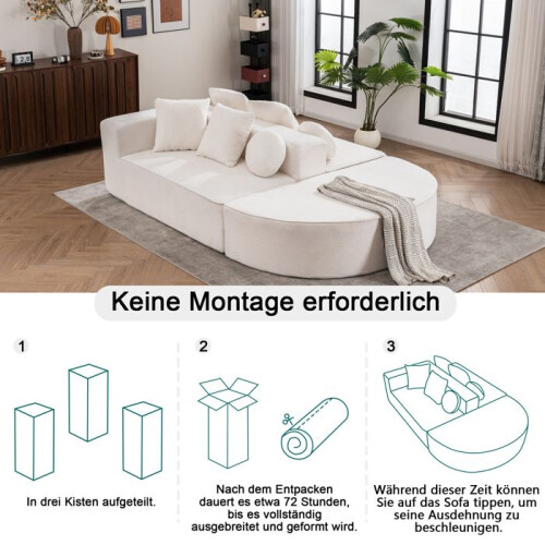 Canapé - CIPACHO - modulaire - Blanc - motif chenille - Livré monté 2