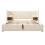 Cama estofada de 180x200 cm bege/branco com cabeceira multifuncional, lâmpada tátil e USB 5