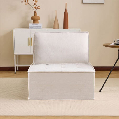 Sofá 1 lugar modulável em linho bege – 81x81x80 cm, compacto para quarto e sala 1