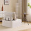 Sofá 1 lugar modulável em linho bege – 81x81x80 cm, compacto para quarto e sala 3
