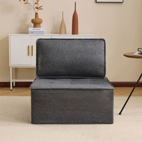 Sofá 1 lugar modular em linho cinza escuro - 81x81x80 cm, compacto e leve 1