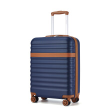 KONO Valise rigide ABS + PC, Bleu, Taille M (55x39x20 cm), avec 4 roues doubles et serrure TSA