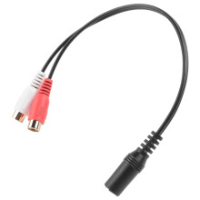GuldpläTerad 3,5 mm Jack Hona Till 2 Hona Jack Stereo Adapter Audio Splitter RCA (15Cm) Svart