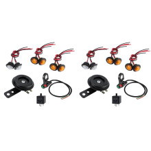 2X Universal Motorcycle Turn Signal Light LED Kit with Horn Turn Signal Headlight Horn 3-Pin Relay for ATV UTV