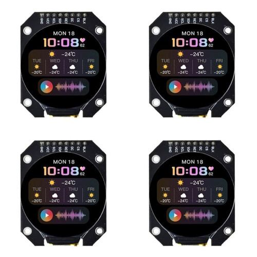 4X Módulo de Tela LCD TFT de 1,28 Polegadas, Redonda, RGB, 240x240, Driver GC9A01, Interface SPI de 4 Fios, 240x240 1