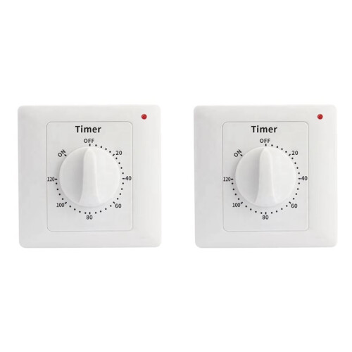 2X Water Pump Timer  Socket Power Control Mechanical 120 Minutes Countdown Turn Off Automatically Power Off