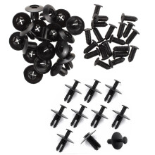 40pcs Hole Push in Expanding Screw Panel Clips Plastic Rivet Black - 20 Pcs 8mm & 20pcs 6mm