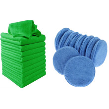 Microfiber Wax Applicator 12Pcs & 10Pcs Car Wash Towel Cleaning Duster Auto Detailing Green Microfiber Green
