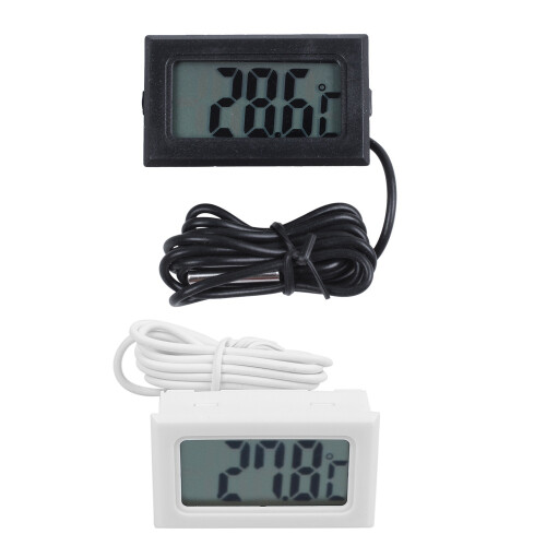 2 Pcs Digital Thermometer LCD Refrigerator Freezer Fridge Digital Thermometer - Black & White