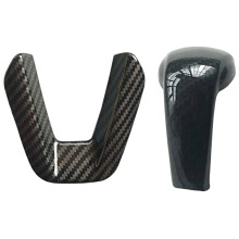 Sport Carbon Fiber Print Interior Steering Wheel Trim for 3 6 CX-3 CX-5 CX-9 & Gear Shift Knob Cover Trim