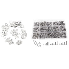 500 Pcs M3 M4 M5 Stainless Steel Button Hex Socket Cap Bolts Screws & 105Pcs 304 Flat Stainless Steel Washers