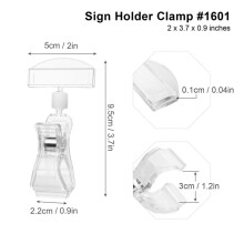 100 PCS, Braçadeira de Suporte de Sinal Transparente, Clipe de Sinal de Preço, Suporte de Sinais de Alimentos Giratórios, Clipes de Etiqueta de