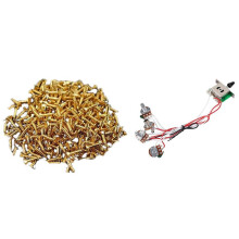 30Pcs Gold Pickguard Screws for Strat/Tele Electric Guitar Bass & 1x Pots for Strat Guitar PreWired 1 Volume