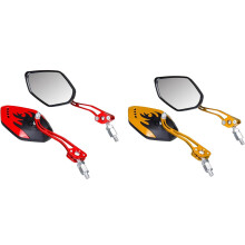 2 Set Motorcycle Rearview Mirrors Motorbike Motorcycle Scooter Side Mirrors-Black+Gold & Black + Red
