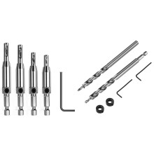 3/8 Inch Pocket Hole Drill Bit with Depth Stop Collar with 5 PCS Self Centering Hinge Tapper Core Drill Bit Set
