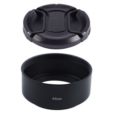 Univeral 49mm Center Pinch Front Lens Cap for DSLR Camera with 46mm Mount Standard Metal Lens Hood