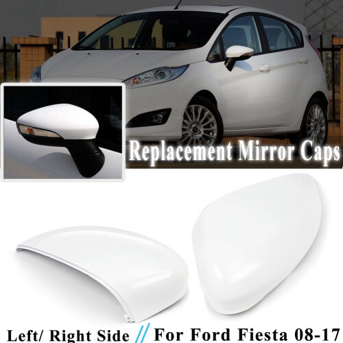 2 Pcs Left Right White Rearview Side View Mirror Replacement Cover Cap Case Shell 2