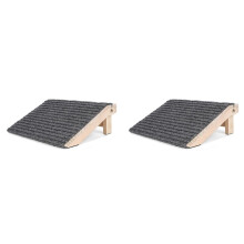 2X Rampa Plegable para Perros para Escaleras: Escalones de Madera Ligeros y Seguros para Mascotas con Diseño de Ángulo Bajo y Superficie de Moqueta