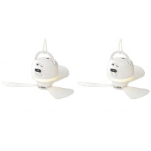2X Camping Fan USB Rechargeable Tent Fan with Remote Control LED Light 5 Speeds Timer Portable Ceiling Fan for Camping
