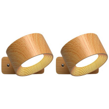 2X Applique Murale LED Rotative à 360, Variateur D'Intensité, Commande Tactile Magnétique, Veilleuse Magnétique à Piles Rechargeables.
