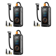 3X Compresor de Aire Portátil para Inflar Neumáticos de 160 PSI, Inalámbrico, con Manómetro para Coches, Bicicletas y Balones.