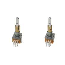 2X EC11 Encoder Dual-Shaft Axis EC110701N2B with Push Button 30 Position 15 Pulse 8Pins 25MM Half Shaft
