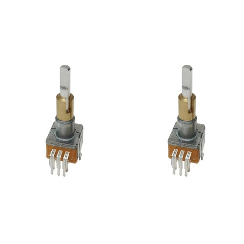 2X EC11 Encoder Dual-Shaft Axis EC110701N2B with Push Button  30 Position 15 Pulse 8Pins 25MM Half Shaft 1