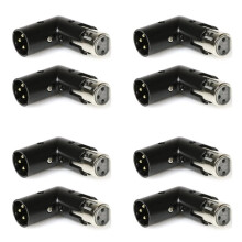8Pcs 3Pin XLR Angle Adapter Adjustable Male to Female XLR 90 Degree Adapter 3-Pin Nickel Plating Connector for Audio