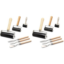 12 Pack Rubber Brayer Roller Kit,3 Sizes Rubber Rollers with 6 Scrapers
