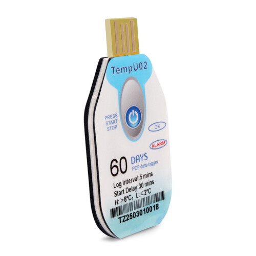 2X USB Temperature Data Logger Disposable 60 Days PDF Datalogger Waterproof Temp Recorder 1