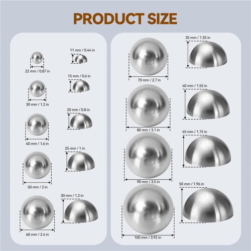 18X 9 Sizes Stainless Steel Half Round Pottery Molds,Ceramic Top Tool,Pottery Plate Tool for Making Pottery Bowls 2