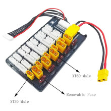 2X XT60 XT30 RC Lipo Battery Parallel Charging Board - Supports 5 Packs for 2S-6S Lipo Batteries with Safety Fuses