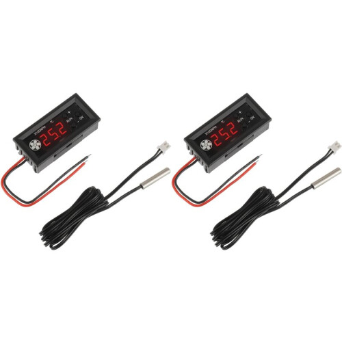 2X 4-Wire PWM Fan Temperature Controller 12V 3A Fan Speed Controller with Temperature Probe Digital Display Module