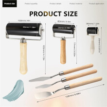12 Pack Rubber Brayer Roller Kit,3 Sizes Rubber Rollers with 6 Scrapers