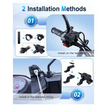2X Motorcycle USB Charger, Dual USB Type C PD & Quick Charge 3.0 Motorcycle Phone Charger with Voltmeter & /Off