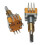 2X EC11 Encoder Dual-Shaft Axis EC110701N2B with Push Button  30 Position 15 Pulse 8Pins 25MM Half Shaft 5