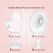 Complete Sets for M5 Breast Pump Replacement Parts, 24mm Collection Cup and 15/17/19/21mm 16pcs Flange Size Kit