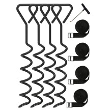 Trampoline Stakes Heavy Duty Trampoline Parts Corkscrew Shape Steel Stakes Anchor Kit with T Hook for Trampolines